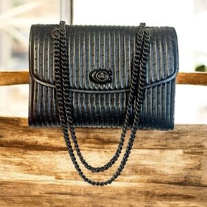 Coach black Parker Quilted leather shoulder bag with rivets